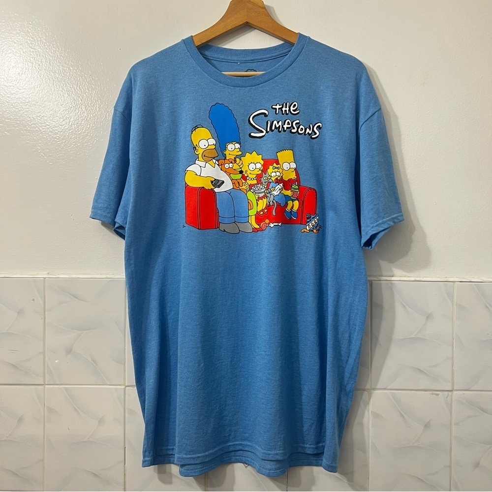 The Simpsons Family Couch T-Shirt Men's Blue Streetwear Licensed 80s Fandom